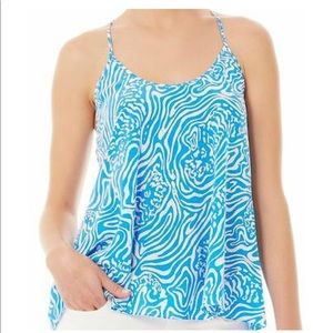 Lilly Pulitzer Silk Blue Swing Tank Top